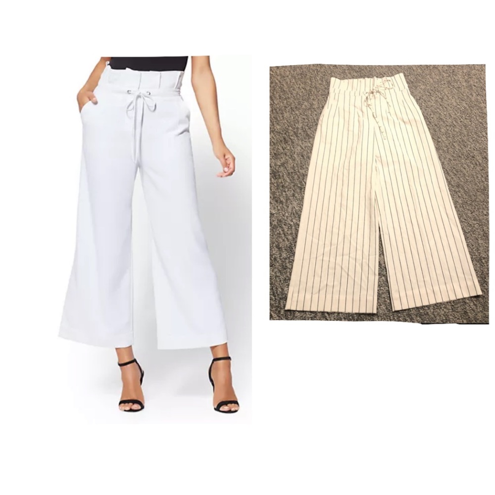 7th Avenue Paperbag-Waist Culotte Pants Whit Striped Size 2